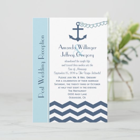 Uitnodiging na het huwelijksfeest - Maritiem (Staand voorkant)