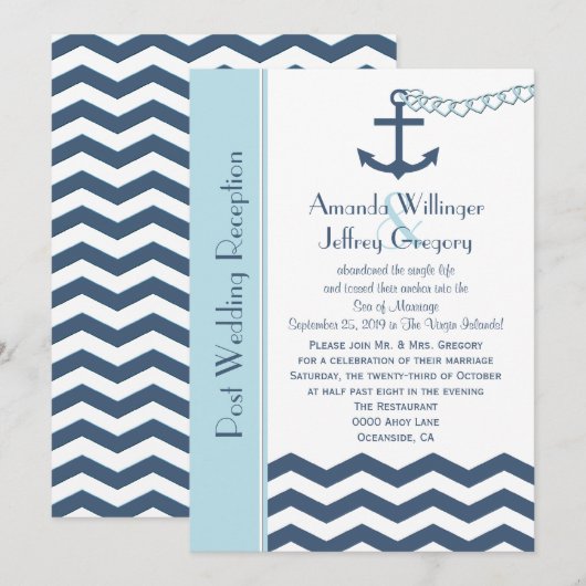 Uitnodiging na het huwelijksfeest - Maritiem (Voorkant / Achterkant)