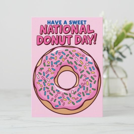Uitnodiging Nationale Donut Dag Kaart (Staand voorkant)