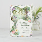 Uitnodiging Natuur's Romance – Botanische Trouwuit (Staand voorkant)