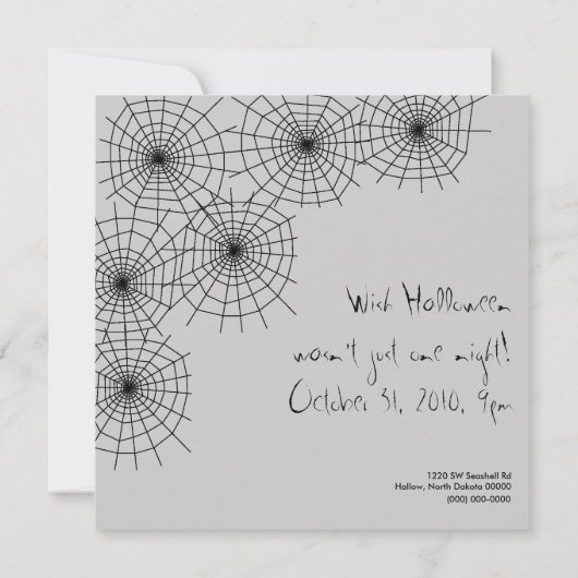 Uitnodiging Naughty Spider Halloween Party (Achterkant)