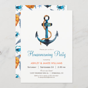 Uitnodiging Nautical Anchor Housewarming Party