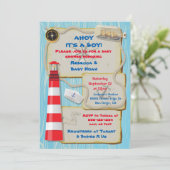 Uitnodiging Nautical Sailor Baby shower (Staand voorkant)