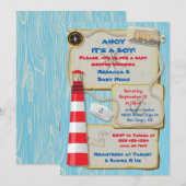 Uitnodiging Nautical Sailor Baby shower (Voorkant / Achterkant)