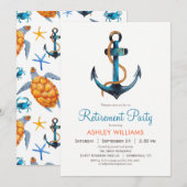 Uitnodiging nautisch anker pensioenpartij (Voorkant / Achterkant)