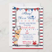 Uitnodiging nautisch Baby shower, Baby shower (Voorkant)