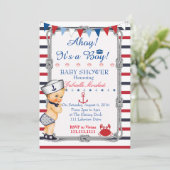 Uitnodiging nautisch Baby shower, Baby shower (Staand voorkant)