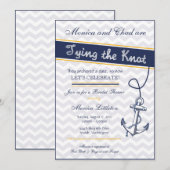 Uitnodiging nautische bruidsdouche - strandanker (Voorkant / Achterkant)