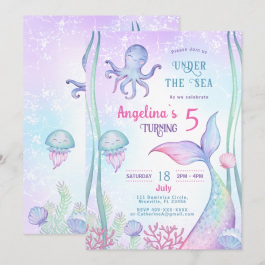 Uitnodiging nautische thema verjaardag. (Voorkant / Achterkant)