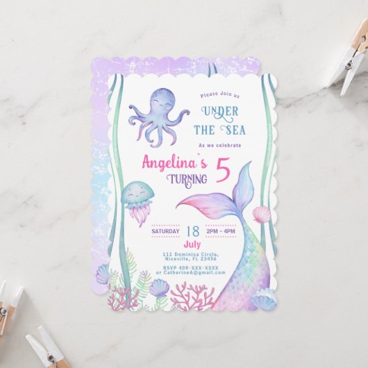 Uitnodiging nautische thema verjaardag. (Voorkant / Achterkant in situ)