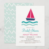 Uitnodiging nautische zeilboot bruidsdouche (Voorkant / Achterkant)