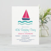 Uitnodiging nautische zeilboot verjaardagsfeest (Staand voorkant)