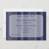 Uitnodiging Navy Blauw Strepen Feest (Achterkant)