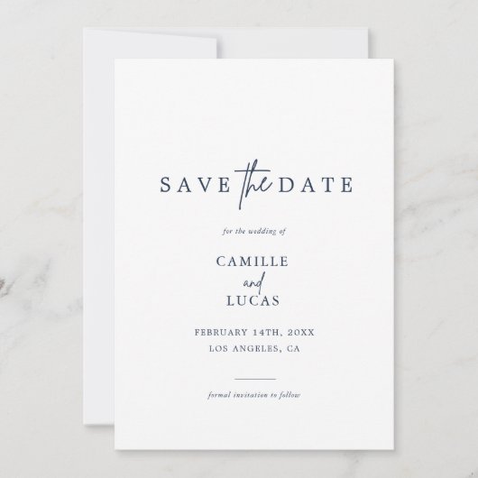 Uitnodiging Navy Blue Foto Save the Dates (Voorkant)