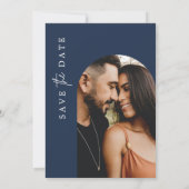 Uitnodiging Navy Blue Foto Save the Dates (Achterkant)