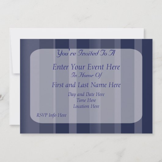 Uitnodiging Navy Blue Strepen Feest (Achterkant)