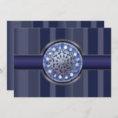 Uitnodiging Navy Blue Stripes (Voorkant / Achterkant)