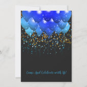 Uitnodiging Neon Blue Balloons Retirement Party (Achterkant)