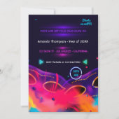 Uitnodiging Neon Glow Graduation Party (Voorkant)