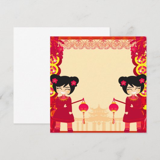 Uitnodiging nieuw jaar Chinees (Voorkant / Achterkant)