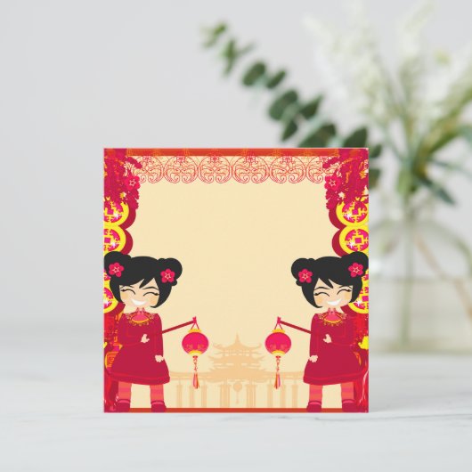 Uitnodiging nieuw jaar Chinees (Staand voorkant)