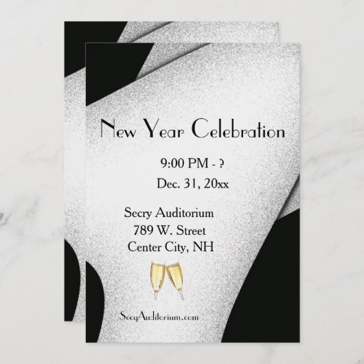 Uitnodiging nieuw jaar voor de viering van Champag (Voorkant / Achterkant)