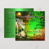 Uitnodiging nieuwe jaren gouden groen (Voorkant / Achterkant)