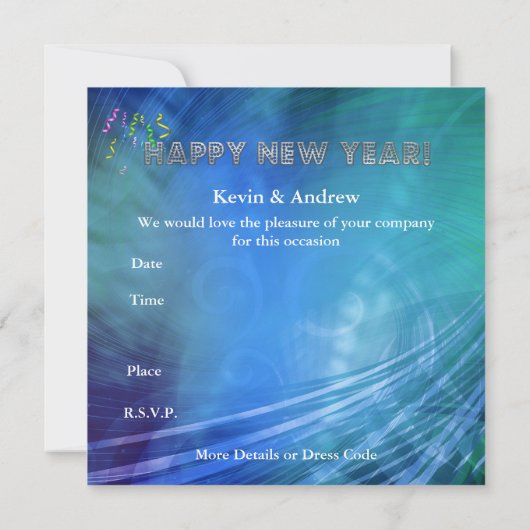 Uitnodiging nieuwe jaren oud blauw goud (Achterkant)