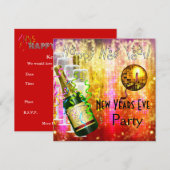 Uitnodiging nieuwe jaren oud rood Oranje goud (Voorkant / Achterkant)