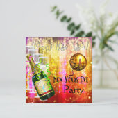 Uitnodiging nieuwe jaren oud rood Oranje goud (Staand voorkant)