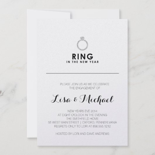 Uitnodiging nieuwe jaren voor Eve Engagement Party (Voorkant)