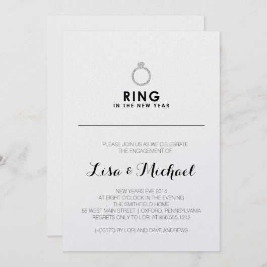 Uitnodiging nieuwe jaren voor Eve Engagement Party (Voorkant / Achterkant)