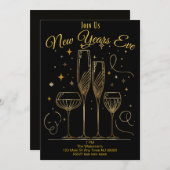 Uitnodiging Nieuwjaarsfeest Champagneglazen (Voorkant / Achterkant)