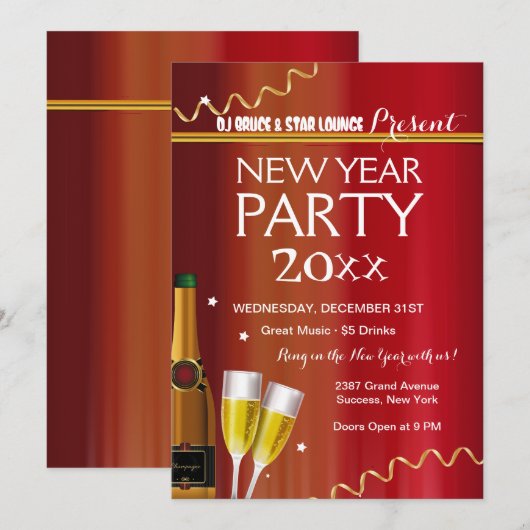 Uitnodiging nieuwjaarspartij (Voorkant / Achterkant)