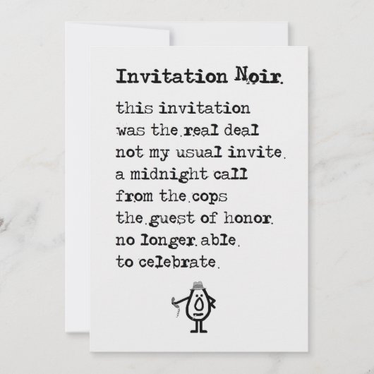 Uitnodiging Noir - een grappig uitnodiging gedicht (Voorkant)