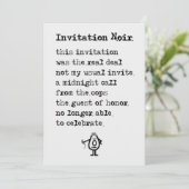 Uitnodiging Noir - een grappig uitnodiging gedicht (Staand voorkant)