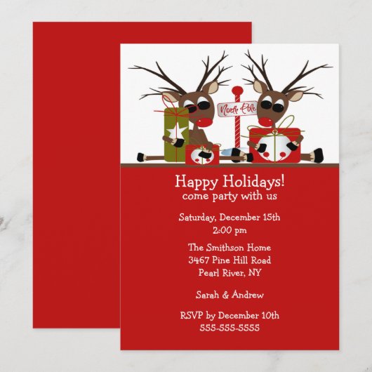 Uitnodiging Noord-Pole-partij voor rendieren (Voorkant / Achterkant)