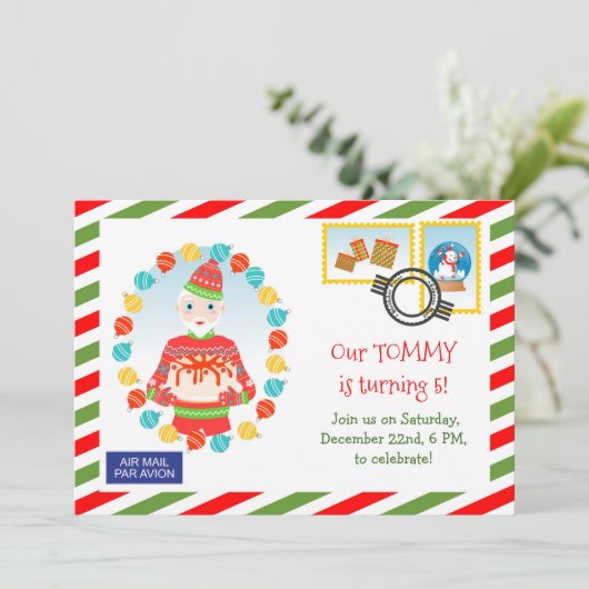 Uitnodiging Noordpool Express Cake Party (Staand voorkant)