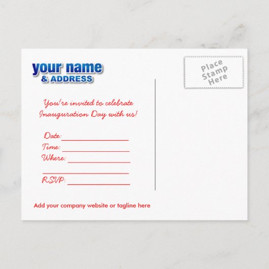 Uitnodiging Obama Inauguration Party (Achterkant)