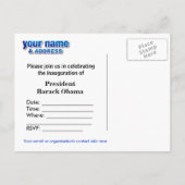 Uitnodiging Obama Inauguration Party Briefkaart (Achterkant)