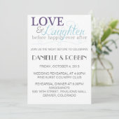 Uitnodiging Oefenbruiloft Liefde & Lach (Staand voorkant)