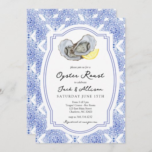 Uitnodiging Oester Roast Oester Roast koppel bruis (Voorkant / Achterkant)