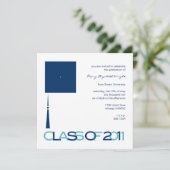 Uitnodiging of aankondiging van afstuderen Pet Squ (Staand voorkant)