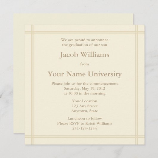 Uitnodiging of aankondiging van het Afstuderen van (Voorkant / Achterkant)