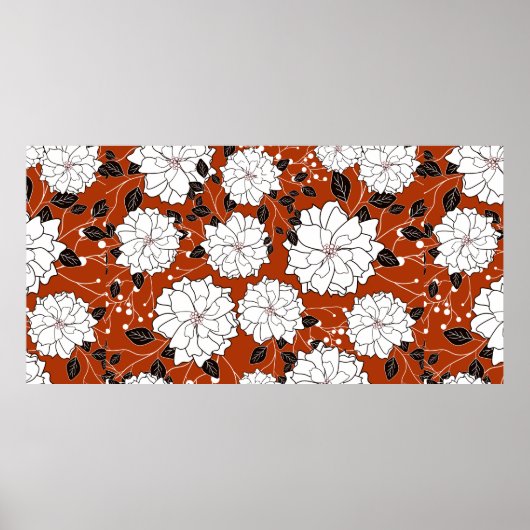 Uitnodiging of trouwkaart met abstracte bloemrijke poster (Voorkant)