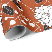 Uitnodiging- of trouwkaart met abstracte floranje cadeaupapier (Rol Hoek)