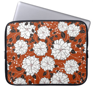 Uitnodiging- of trouwkaart met abstracte floranje laptop sleeve