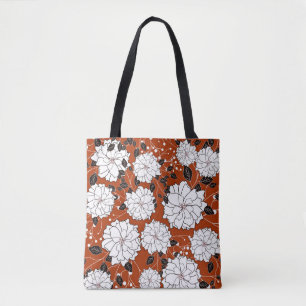 Uitnodiging- of trouwkaart met abstracte floranje tote bag