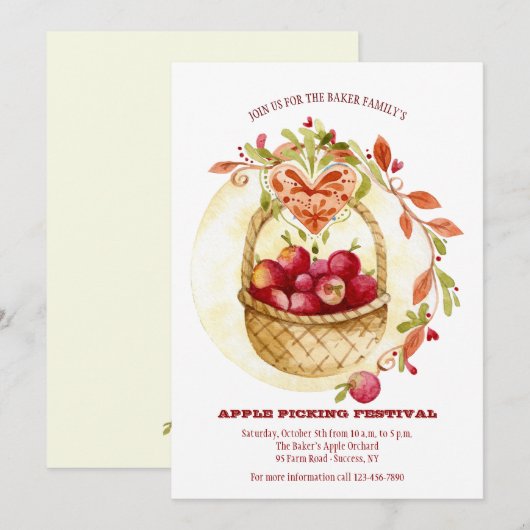 Uitnodiging om Apple Picking Festival (Voorkant / Achterkant)