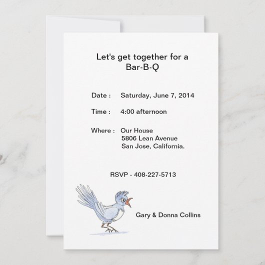 Uitnodiging om Bar-B-Q samen te voegen (Achterkant)